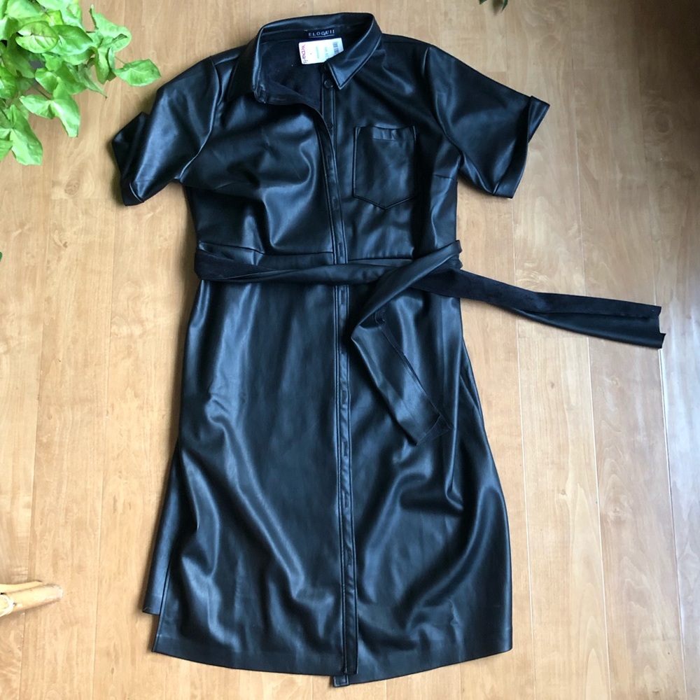 Leather button up dress